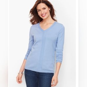 TALBOTS SWEATER LONG SLEEVE V-NECK CHEVRON DETAILED BLUE SIZE MEDIUM